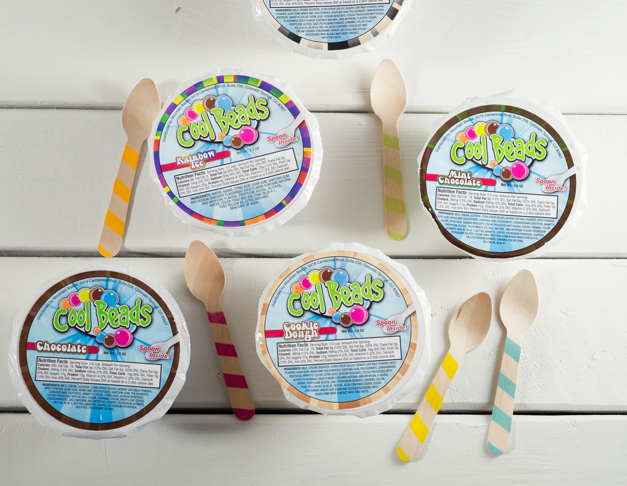 Cool Beads cups with wooden spoons