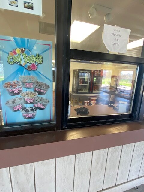 Cool Beads concession window poster and freezer
