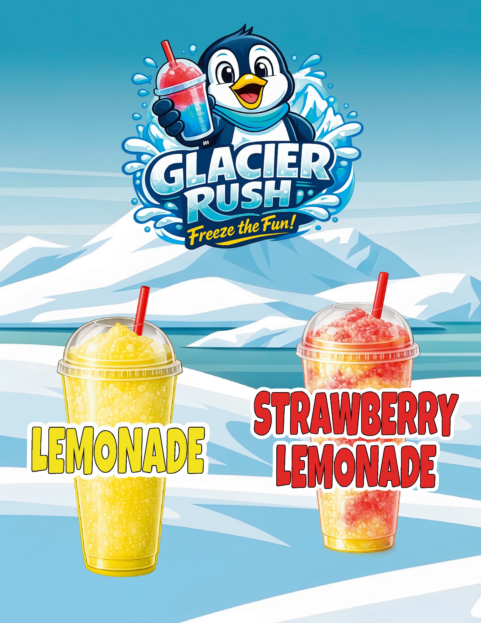 Glacier Rush Lemonade and Strawberry Lemonade flyer